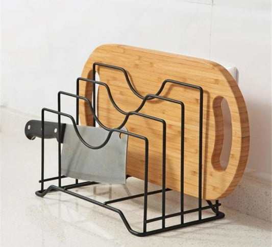 Houseery Iron Kitchen Shelf Rack – Pot Lid, Cutting Board & Dish Organizer