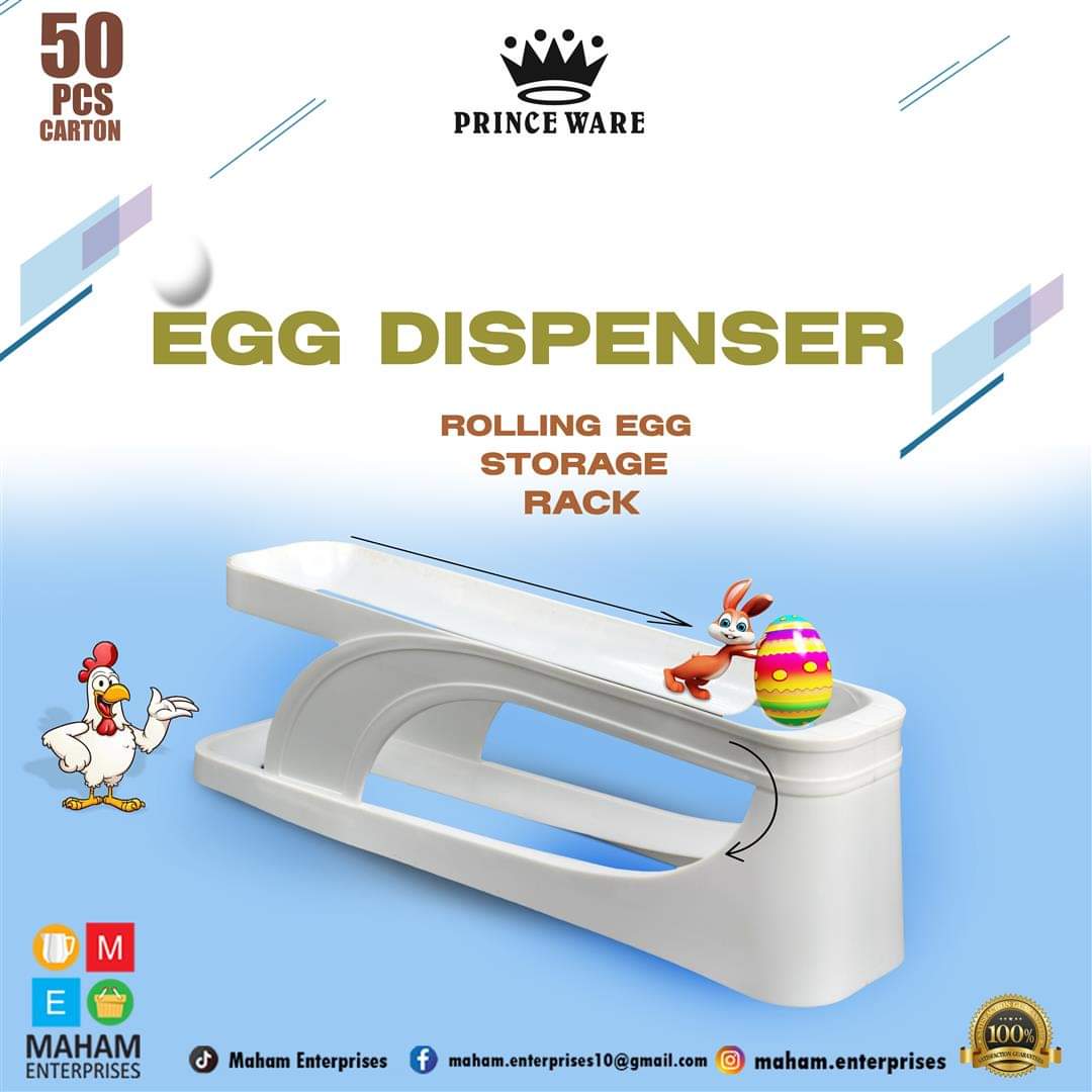 Houseery Rolling Egg Storage Box – Space-Saving Refrigerator Organizer, Holds 15 Eggs