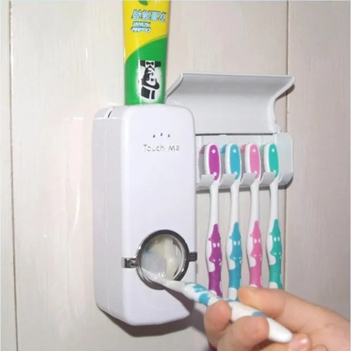 Houseery Automatic Toothpaste Dispenser & Toothbrush Holder Set