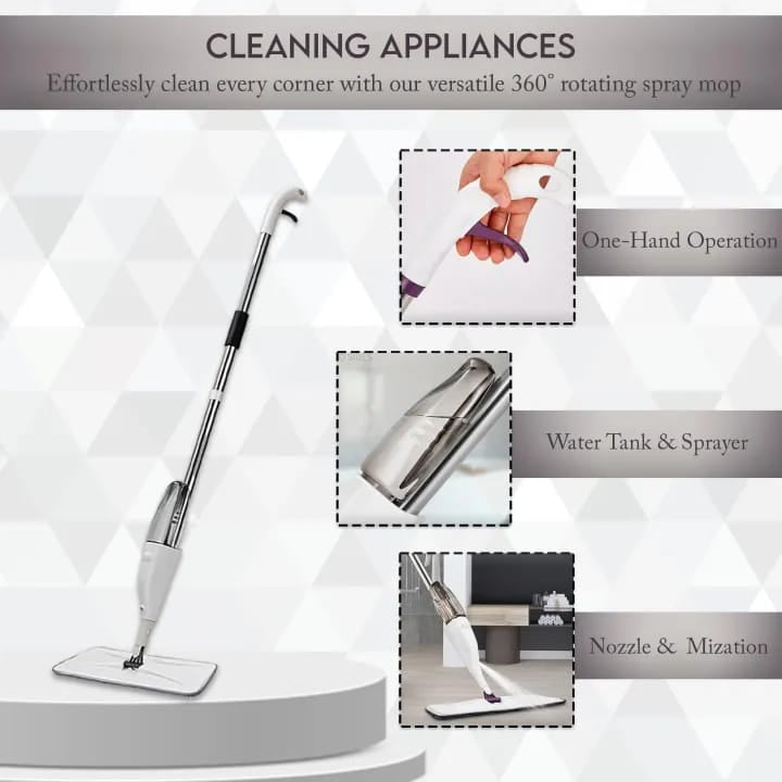 Houseery 360° Refillable Spray Mop System – Microfiber Floor Cleaning Set