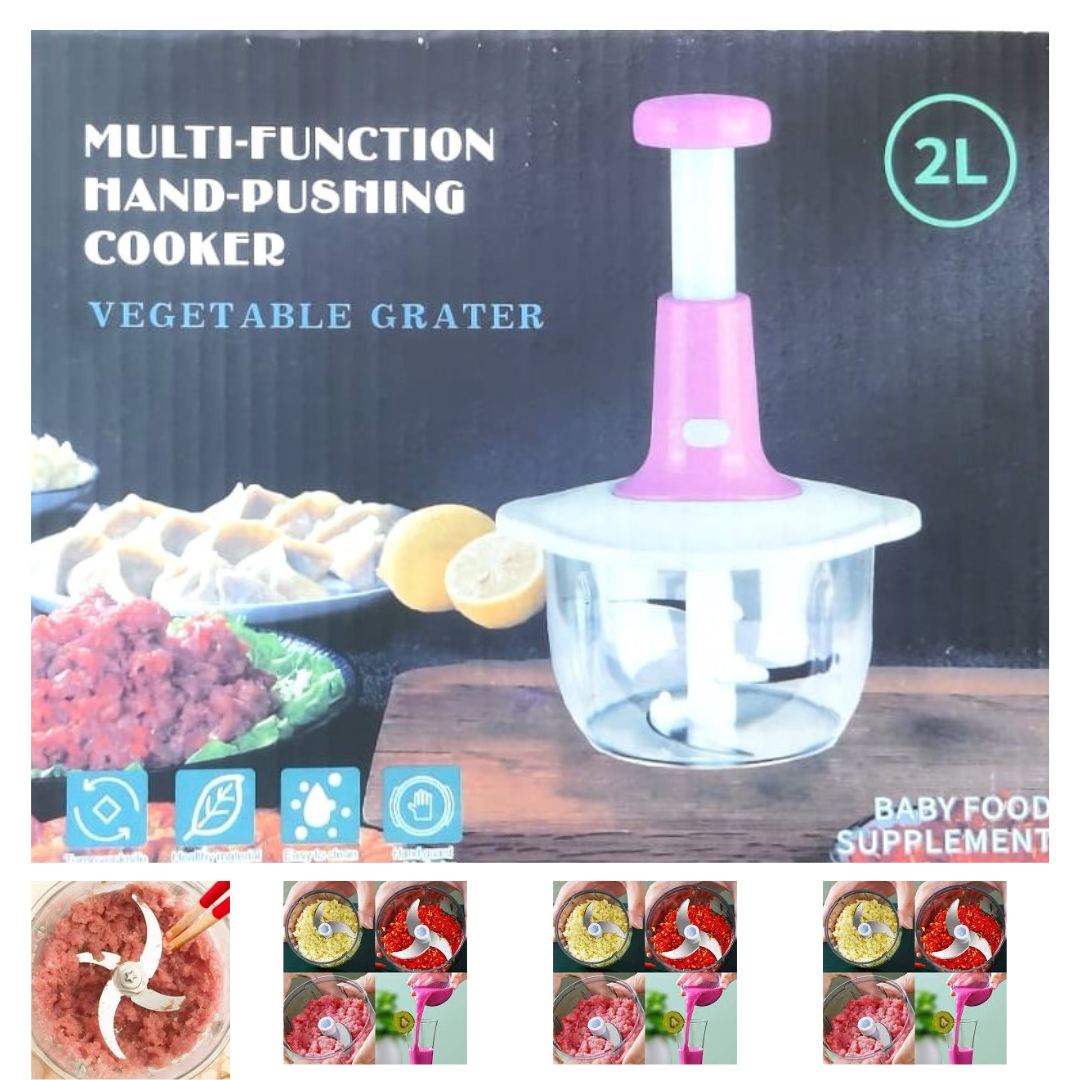 Houseery Hand-Pull Speedy Chopper — Manual Food Processor (2000ml)