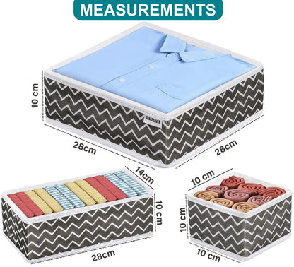 Houseery Fabric Foldable Drawer Organizer – Set of 6 Wardrobe Storage Bins