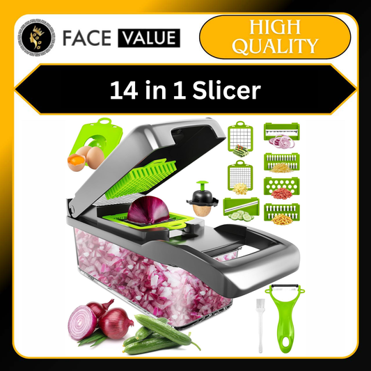 Houseery 14-in-1 Vegetable Chopper, Slicer & Dicer Set
