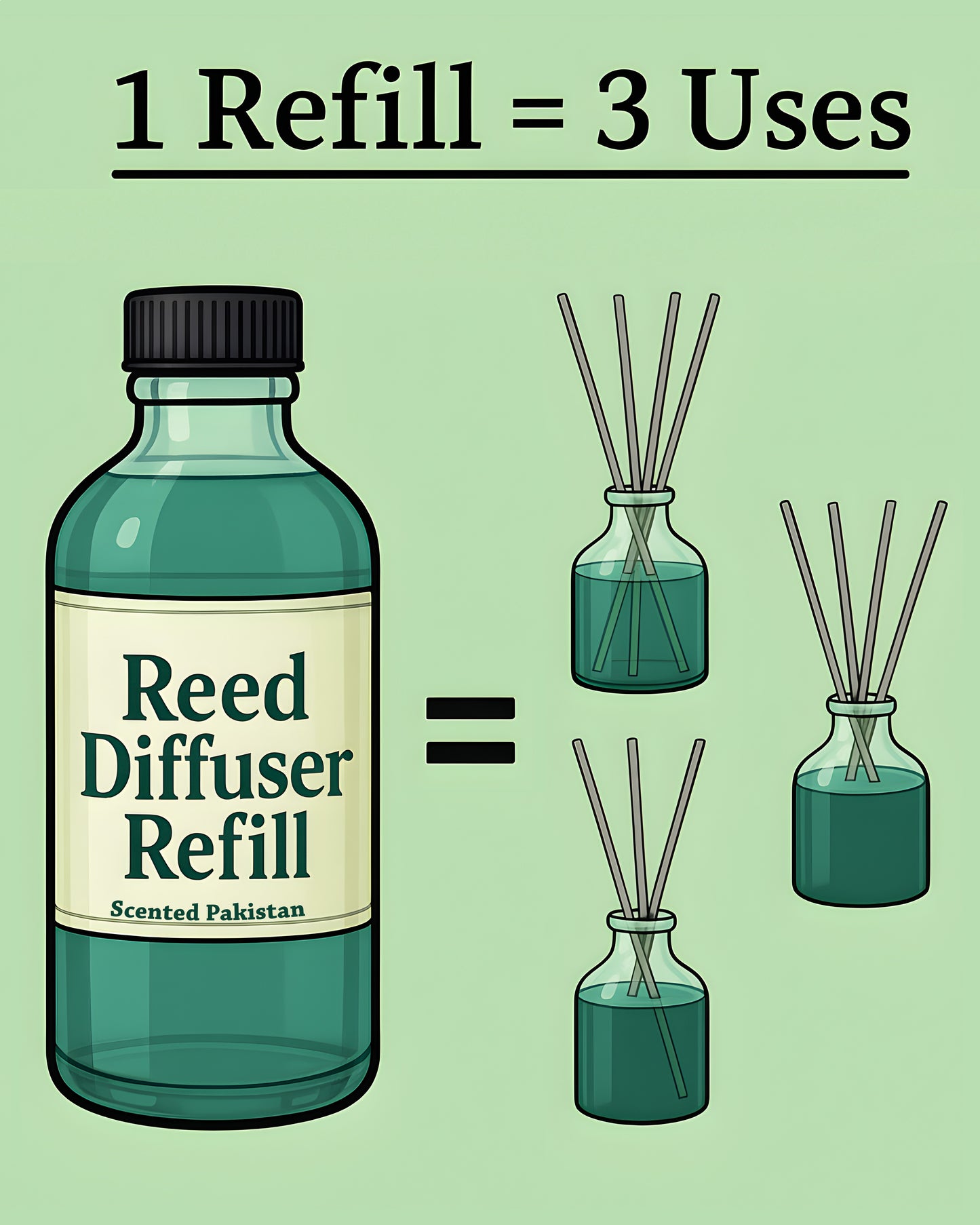 Houseery Reed Diffuser Oil Refill 140ml – Long-Lasting Fragrance Oil with Reed Sticks