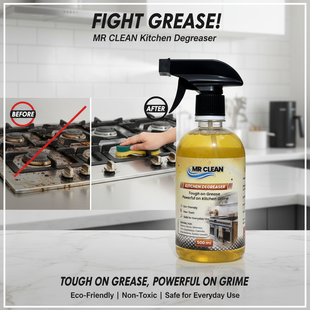 Houseery Heavy-Duty Degreaser Spray – Oil & Grease Remover for Stove, Tiles & Sink