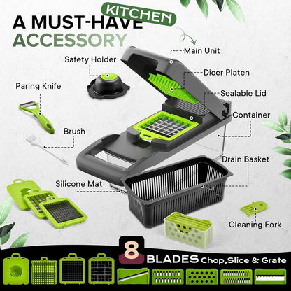 Houseery 14-in-1 Vegetable Chopper, Slicer & Dicer Set