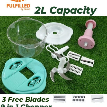 Houseery Hand-Pull Speedy Chopper — Manual Food Processor (2000ml)