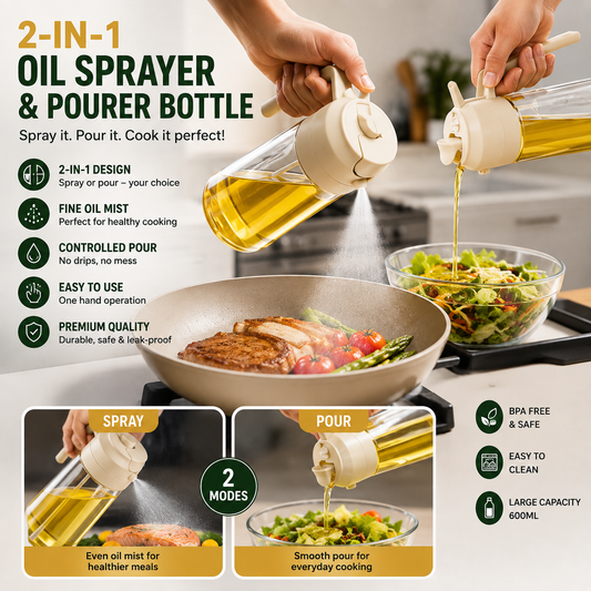 2-In-1 Oil Sprayer Bottle For Kitchen