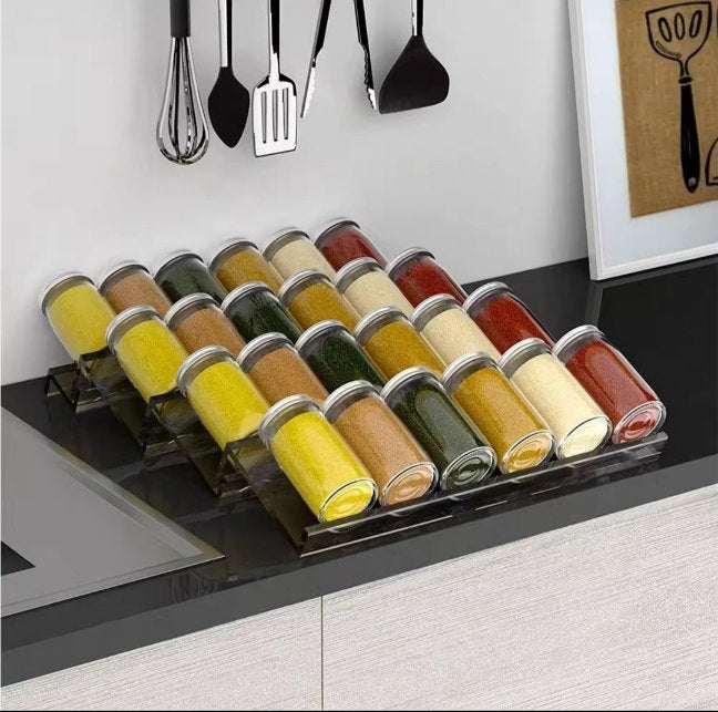 Houseery Adjustable Acrylic Spice Drawer Organizer – Stackable Jar & Spice Rack