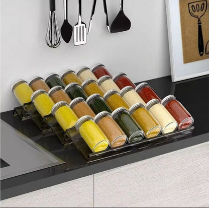 Houseery Adjustable Acrylic Spice Drawer Organizer – Stackable Jar & Spice Rack