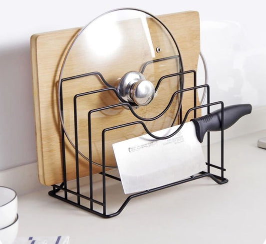Houseery Iron Kitchen Shelf Rack – Pot Lid, Cutting Board & Dish Organizer