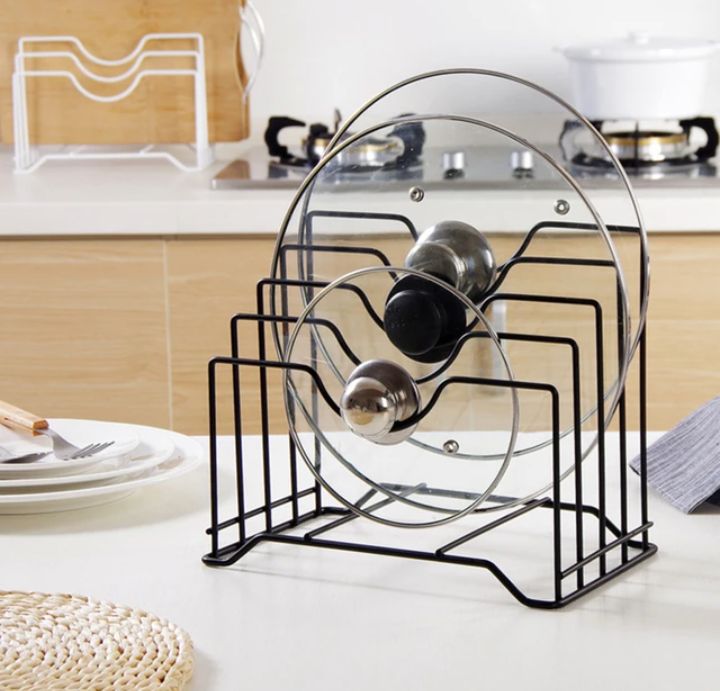 Houseery Iron Kitchen Shelf Rack – Pot Lid, Cutting Board & Dish Organizer