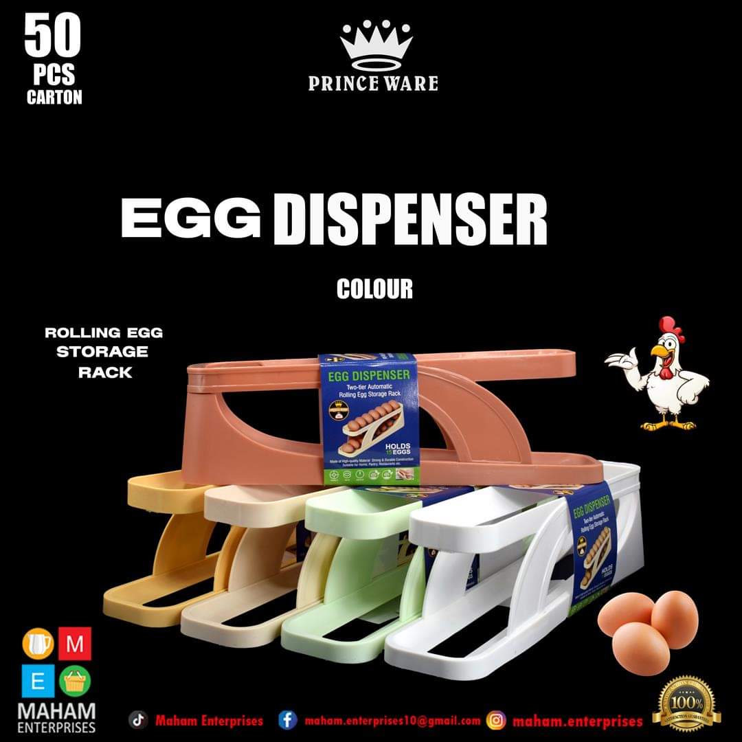 Houseery Rolling Egg Storage Box – Space-Saving Refrigerator Organizer, Holds 15 Eggs