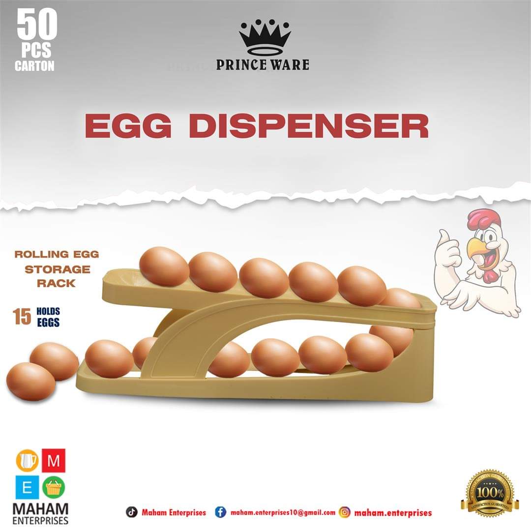 Houseery Rolling Egg Storage Box – Space-Saving Refrigerator Organizer, Holds 15 Eggs