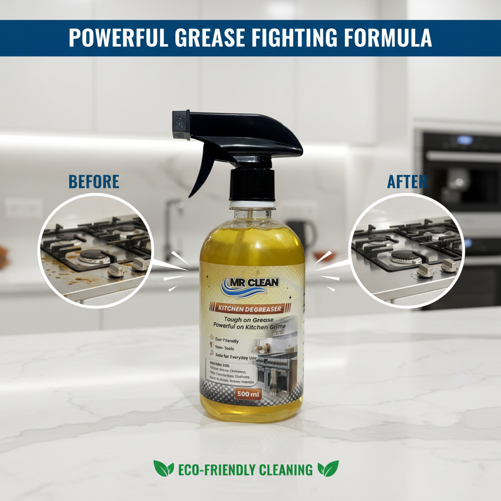 Houseery Heavy-Duty Degreaser Spray – Oil & Grease Remover for Stove, Tiles & Sink