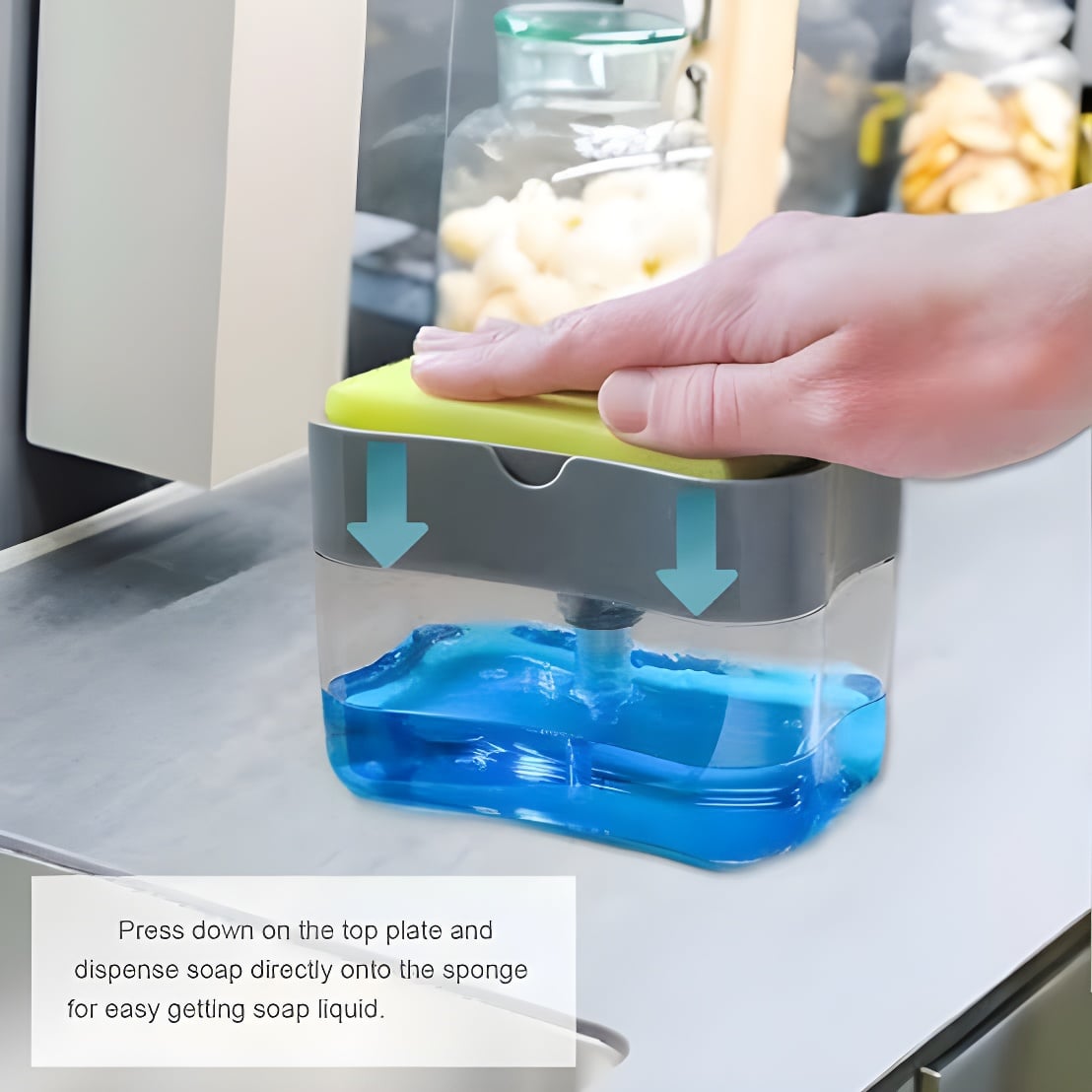 Self Dispensing Kitchen Cleaning Kit – Soap Dispenser Brush & Sponge Holder