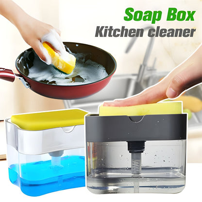 Self Dispensing Kitchen Cleaning Kit – Soap Dispenser Brush & Sponge Holder