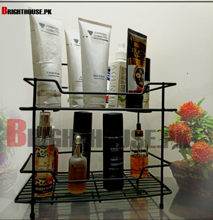 Metal Three-Layer Organizer Spice Rack Wall-Mounted Portable Storage Shelf for Kitchen Bathroom and Makeup Essentials