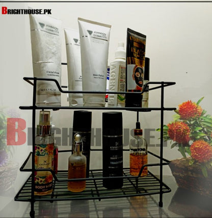 Metal Three-Layer Organizer Spice Rack Wall-Mounted Portable Storage Shelf for Kitchen Bathroom and Makeup Essentials