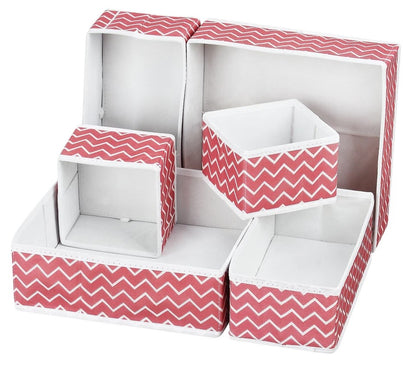 Houseery Fabric Foldable Drawer Organizer – Set of 6 Wardrobe Storage Bins