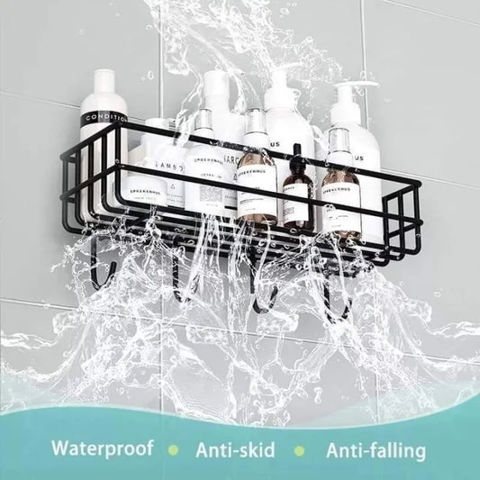 Houseery Wall-Mounted Bathroom Shelf with Hooks