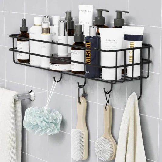 Houseery Wall-Mounted Bathroom Shelf with Hooks